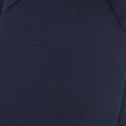 Emporio Armani Logo-embossed Cotton-jersey Jumper Navy