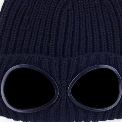 C.P. Company Undersixteen Extra Fine Merino Wool Goggle Beanie Navy 888