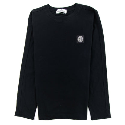 Stone Island Junior Chest Logo Long Sleeve Tshirt Black V0029