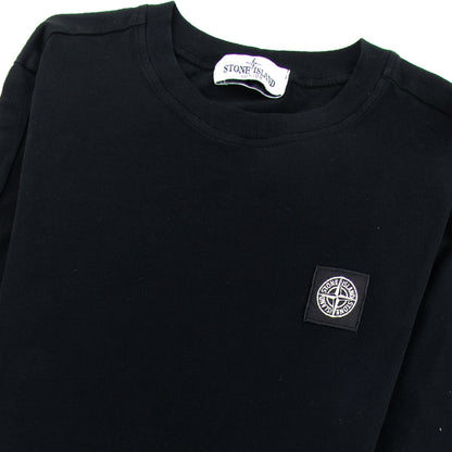 Stone Island Junior Chest Logo Long Sleeve Tshirt Black V0029