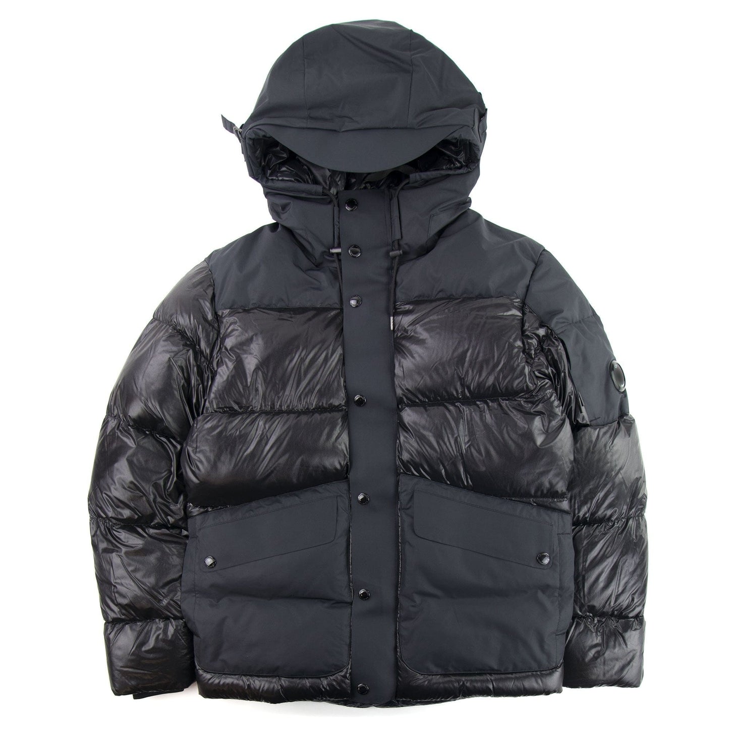C.P. Company D.D. Shell Mixed Panel Puffer Jacket Black 999