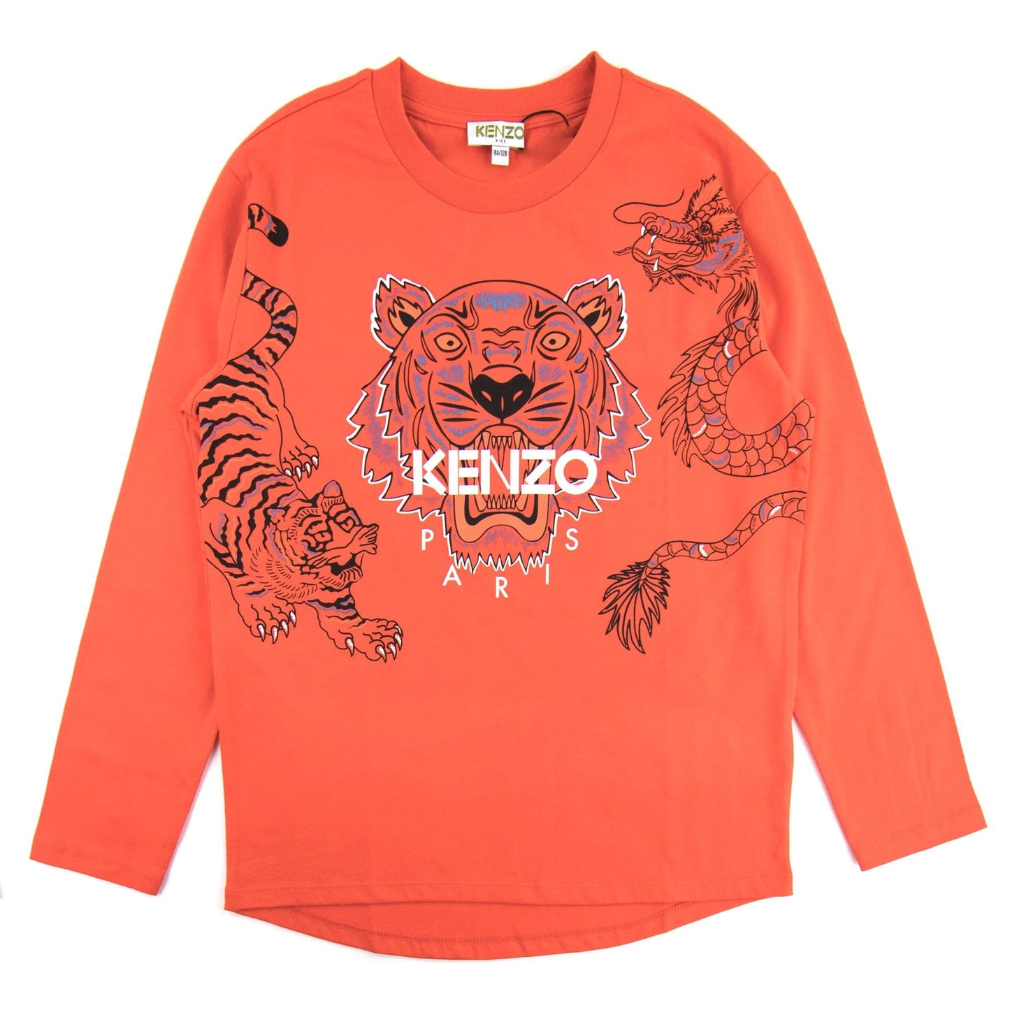 Kenzo Kids Tiger Dragon Long Sleeve T-shirt Orange