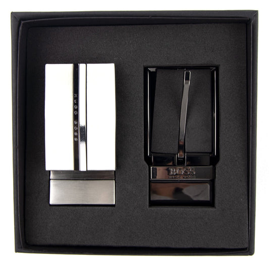 Hugo Boss Gift-boxed Reversible Leather Belt With Pin And Pl Black