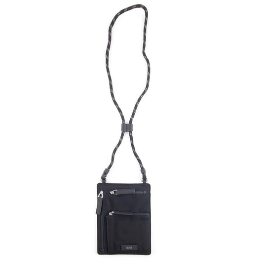 Hugo Boss Italian-Nylon Envelope Bag With Logo Patch 001 Black