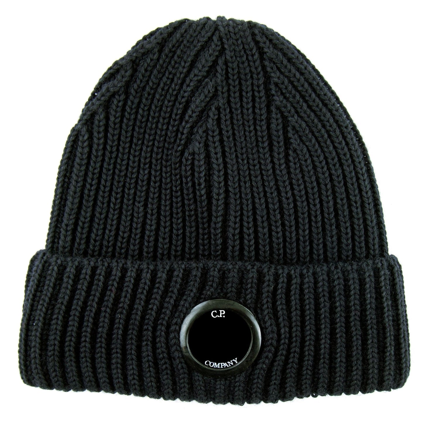 CP Company Extra Fine Merino Wool Lens Winter Beanie Black 999
