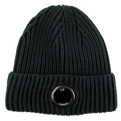 CP Company Extra Fine Merino Wool Lens Winter Beanie Black 999