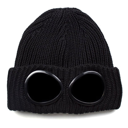 CP Company Extra Fine Merino Wool Goggle Winter Beanie Black 999