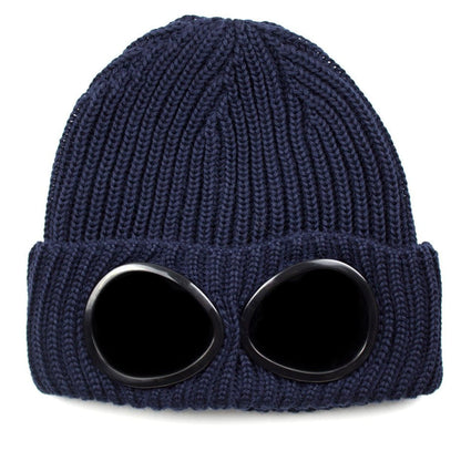 CP Company Extra Fine Merino Wool Goggle Winter Beanie Navy 888