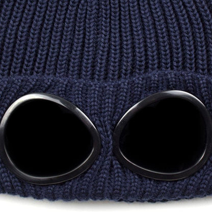 CP Company Extra Fine Merino Wool Goggle Winter Beanie Navy 888