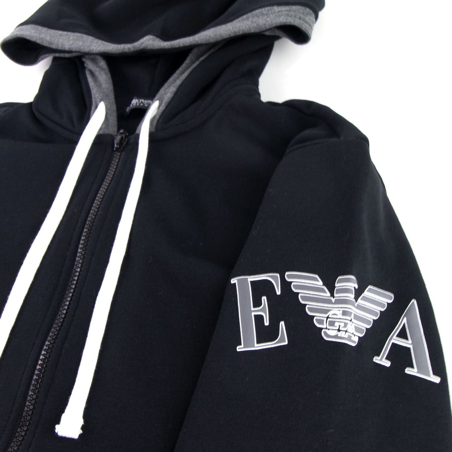 Emporio Armani Zipped Hooded Sweatshirt Black