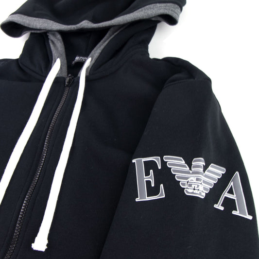 Emporio Armani Zipped Hooded Sweatshirt Black