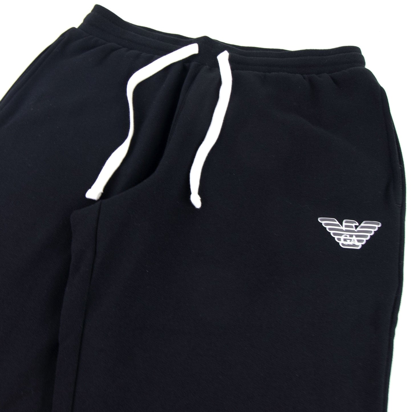 Emporio Armani Embossed Eagle Logo Fleece Pants Black
