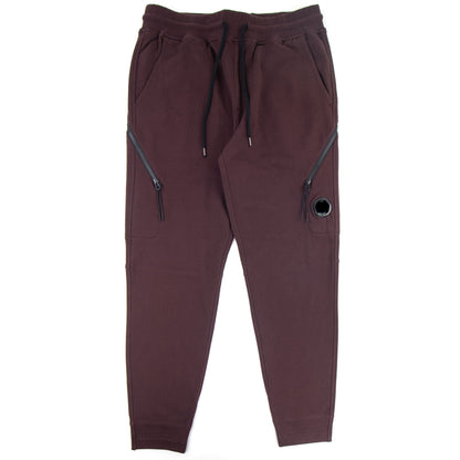 CP Company Diagonal Raised Fleece Double Zip Lens Sweatpants Bitter Chocolate 593