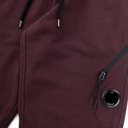 CP Company Diagonal Raised Fleece Double Zip Lens Sweatpants Bitter Chocolate 593