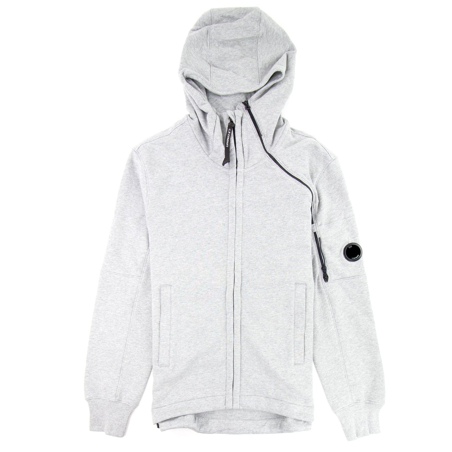 CP Company Diagonal Raised Fleece Double Zip Lens Hoodie Grey M93