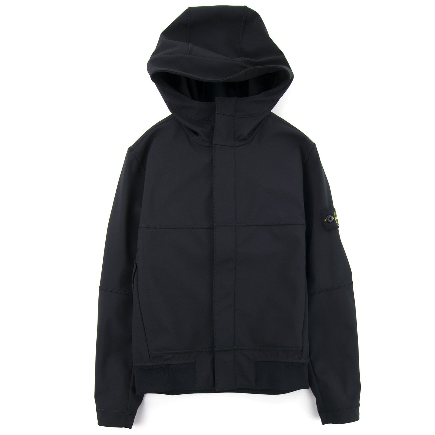 Stone Island Junior 40234 Concealed Zip Soft Shell Jacket Black V0029