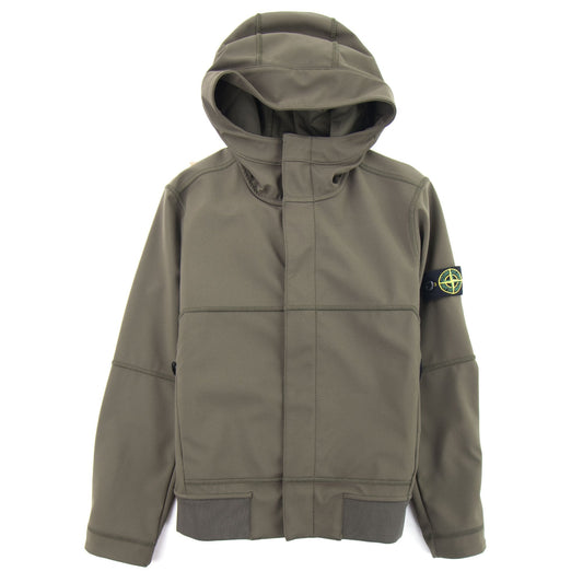 Stone Island Junior 40234 Concealed Zip Soft Shell Jacket Khaki V0054