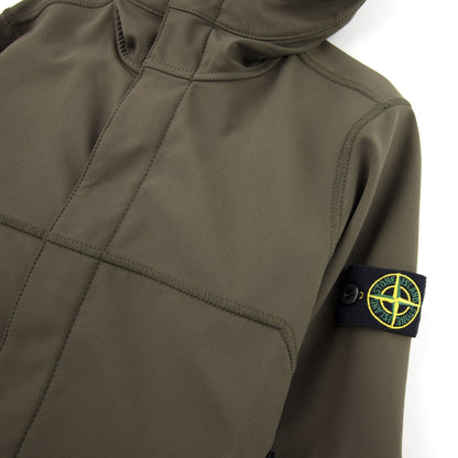 Stone Island Junior 40234 Concealed Zip Soft Shell Jacket Khaki V0054