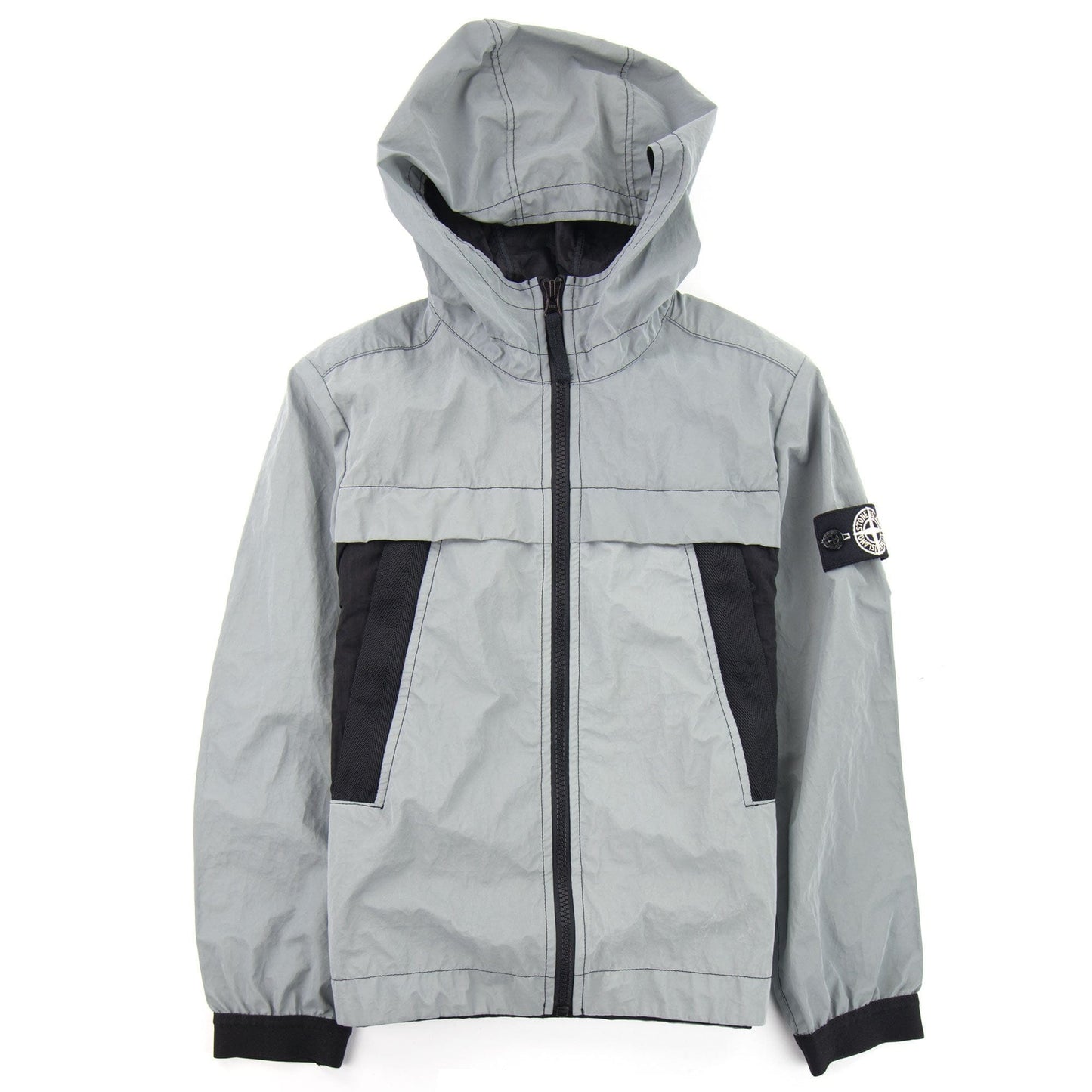 Stone Island Junior Plated Reflective Hooded Jacket Black V0029