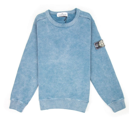 Stone Island Junior 60939 Frost Finish Crewneck Sweatshirt Blue