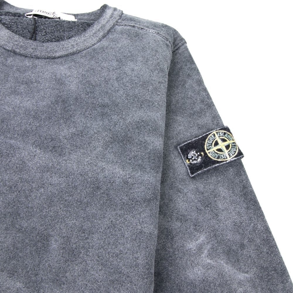 Stone Island Junior 60939 Frost Finish Crewneck Sweatshirt Black