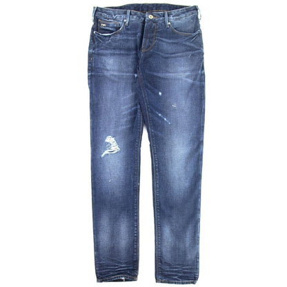 Emporio Armani Distressed Denim Jeans 'Short Leg' 0943 Denim Blue
