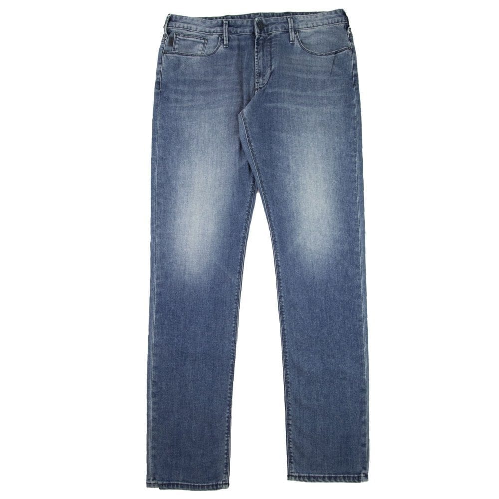 Emporio Armani J06 Washed Denim 'Short Leg' 0942 Mid Blue