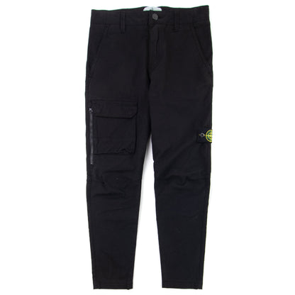 Stone Island Junior Front Pocket Skinny Cargo Trouser Black V0029