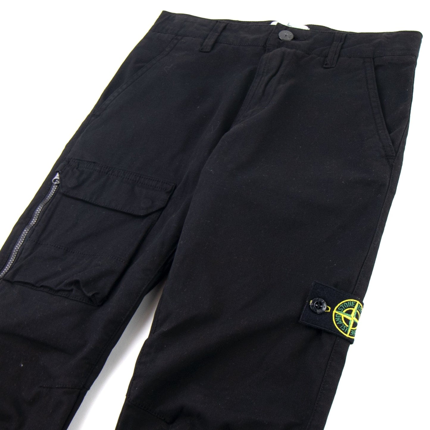 Stone Island Junior Front Pocket Skinny Cargo Trouser Black V0029