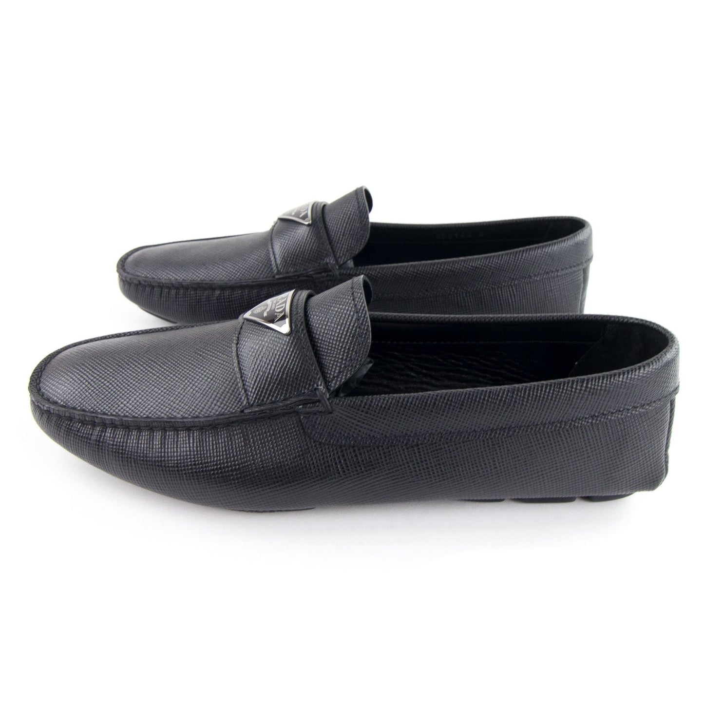 Prada Saffiano Leather Driving Loafers Nero