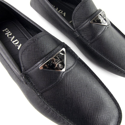 Prada Saffiano Leather Driving Loafers Nero