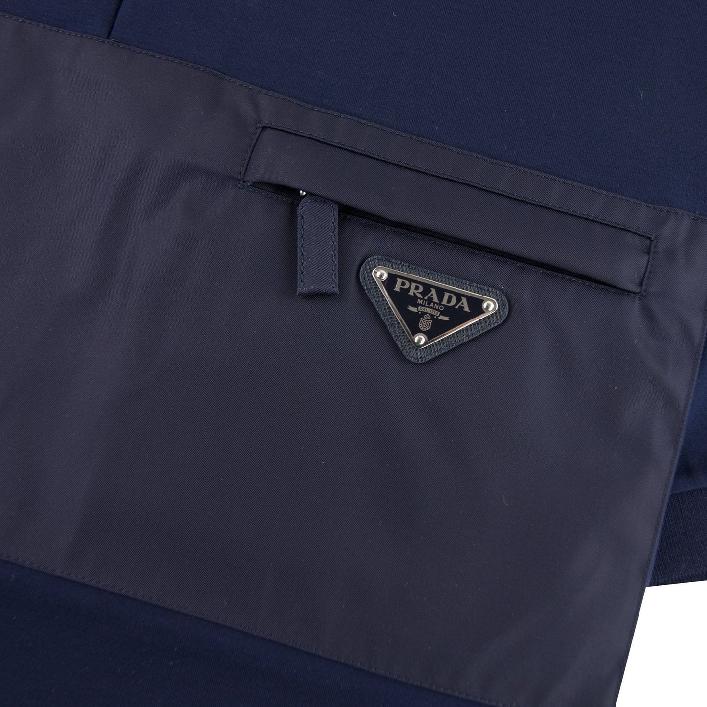 Prada Metal Logo Stretch Cotton Polo Shirt Navy