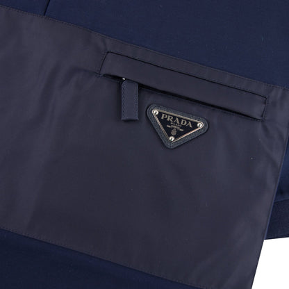Prada Metal Logo Stretch Cotton Polo Shirt Navy