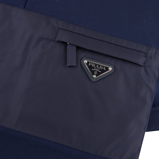 Prada Metal Logo Stretch Cotton Polo Shirt Navy
