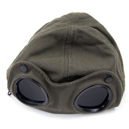 Cp Company Goggle Cap With Embroidered Logo Khaki