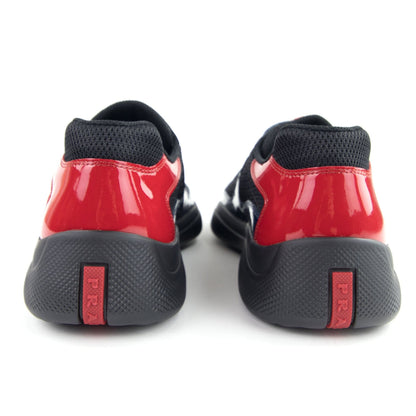 Prada Americas Cup Patent Leather And Nylon Sneakers Royal Blue/Red