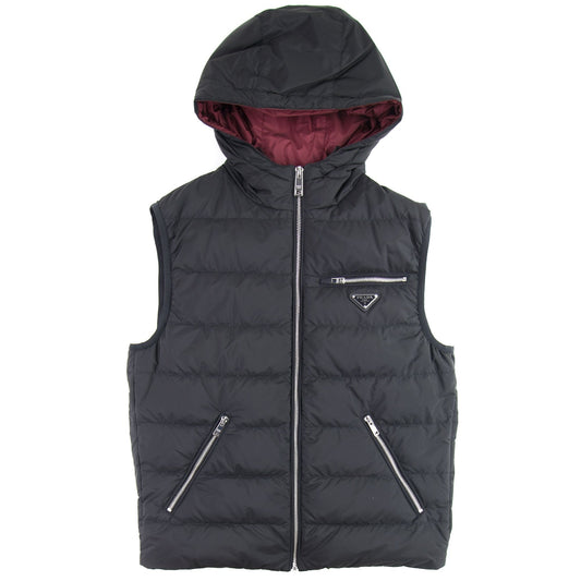 Prada Hooded Down Gilet Nero