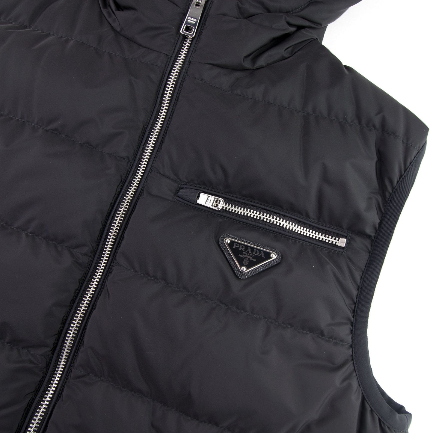Prada Hooded Down Gilet Nero