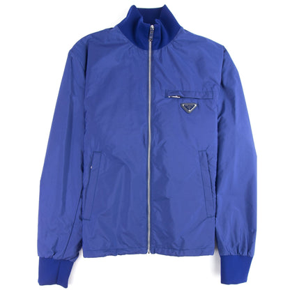 Prada Nylon Gabardine Blouson Chest Logo Jacket Colbalto
