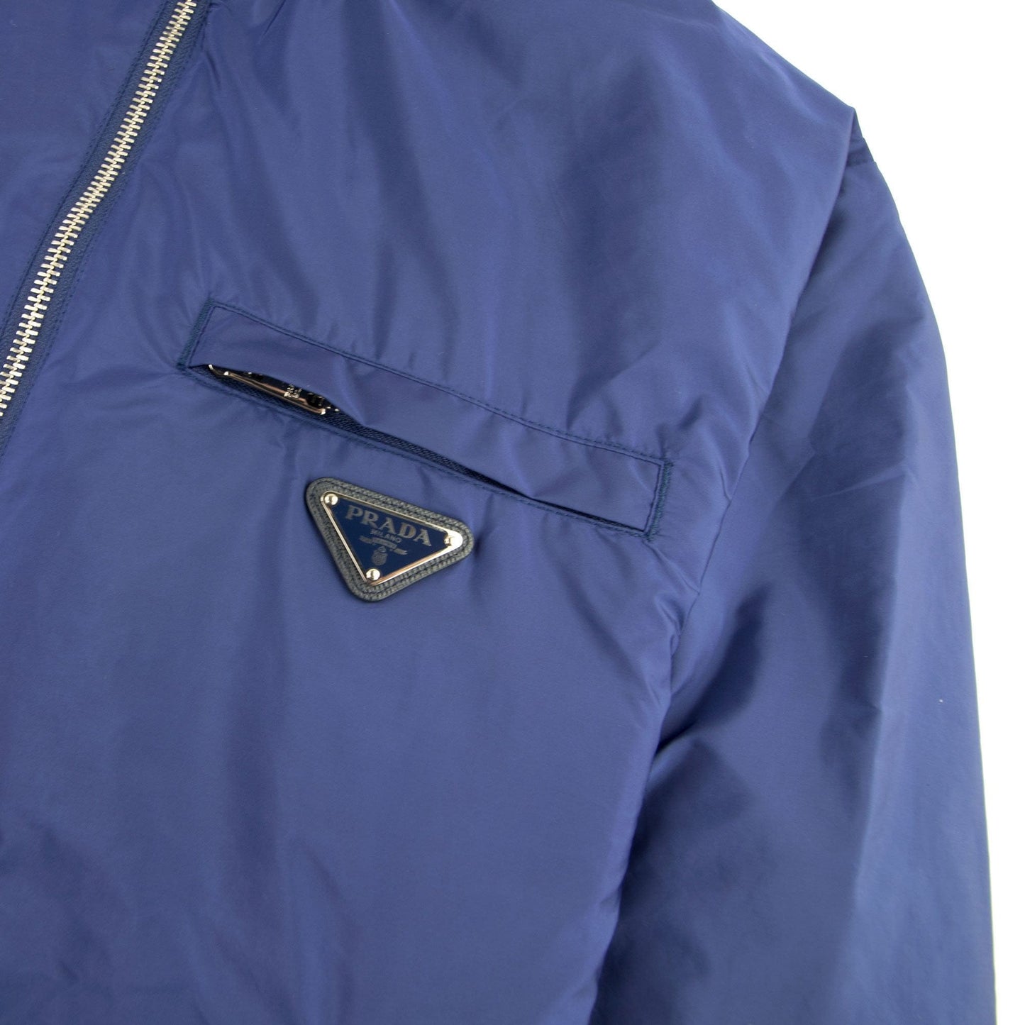 Prada Nylon Gabardine Blouson Chest Logo Jacket Colbalto