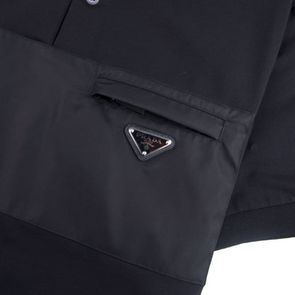 Prada Metal Logo Stretch Cotton Polo Shirt Black
