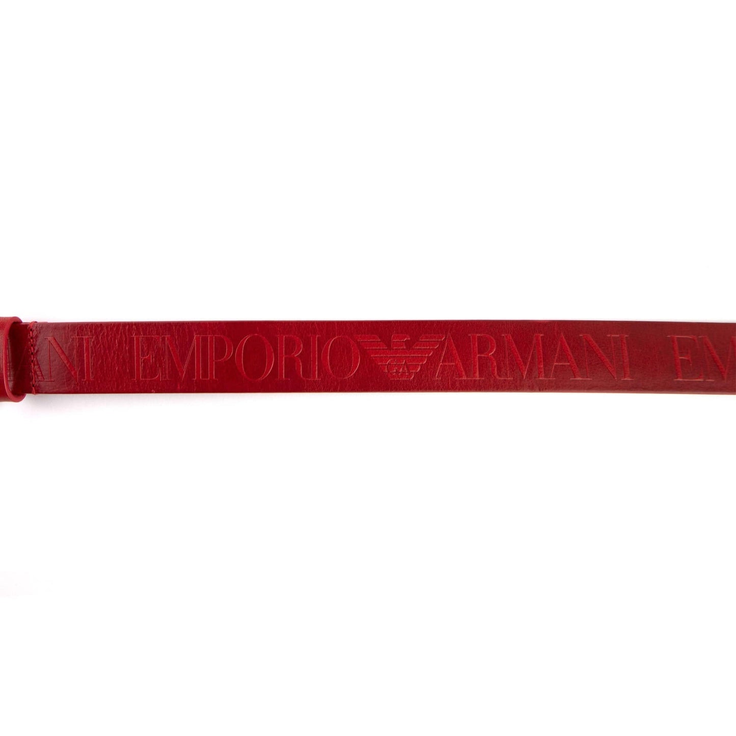Emporio Armani Leather Maxi Logo Belt Red