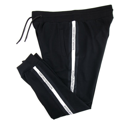Emporio Armani Taped Logo Cuffed Joggers Black