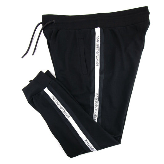 Emporio Armani Taped Logo Cuffed Joggers Black
