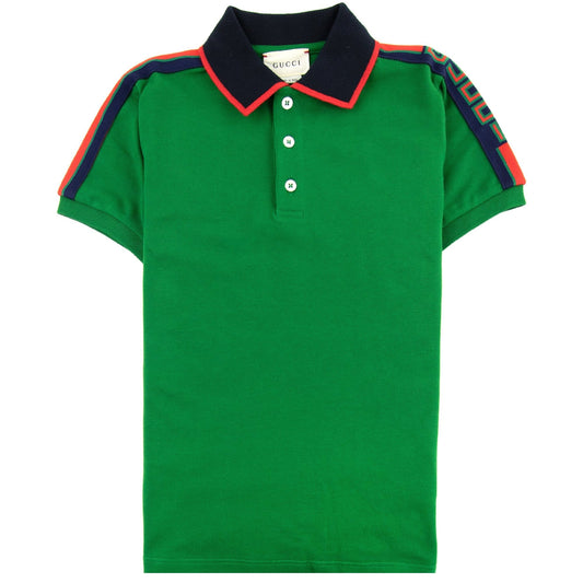 Gucci Junior Arm Logo Polo Shirt Green
