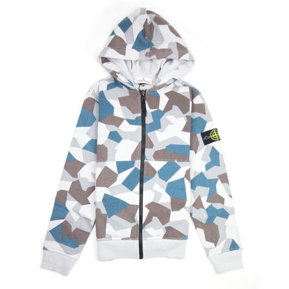 Stone Island Junior Reversible Zip Up Hooded Jacket Ice Camo