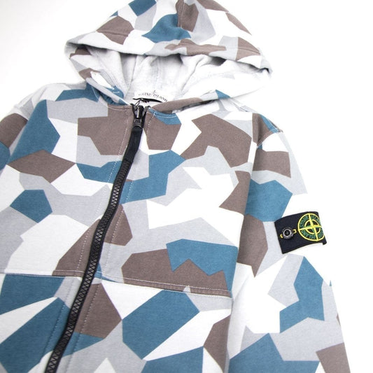Stone Island Junior Reversible Zip Up Hooded Jacket Ice Camo