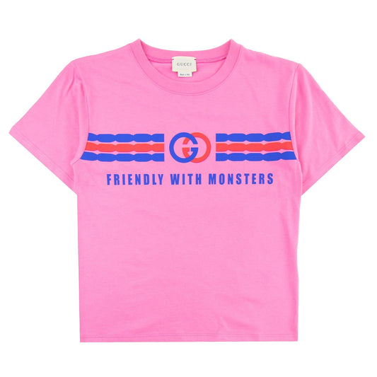 Gucci Junior Interlocking G Print Cotton T-shirt Pink