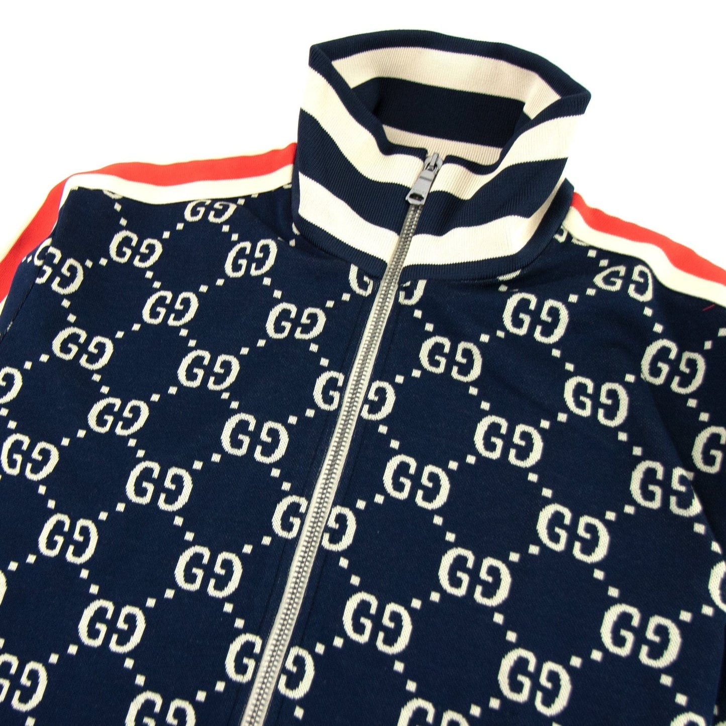 Gucci Jacquard Gg Zip Up Jacket Blue