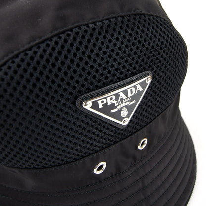 Prada Mesh Panel Bucket Hat Nero